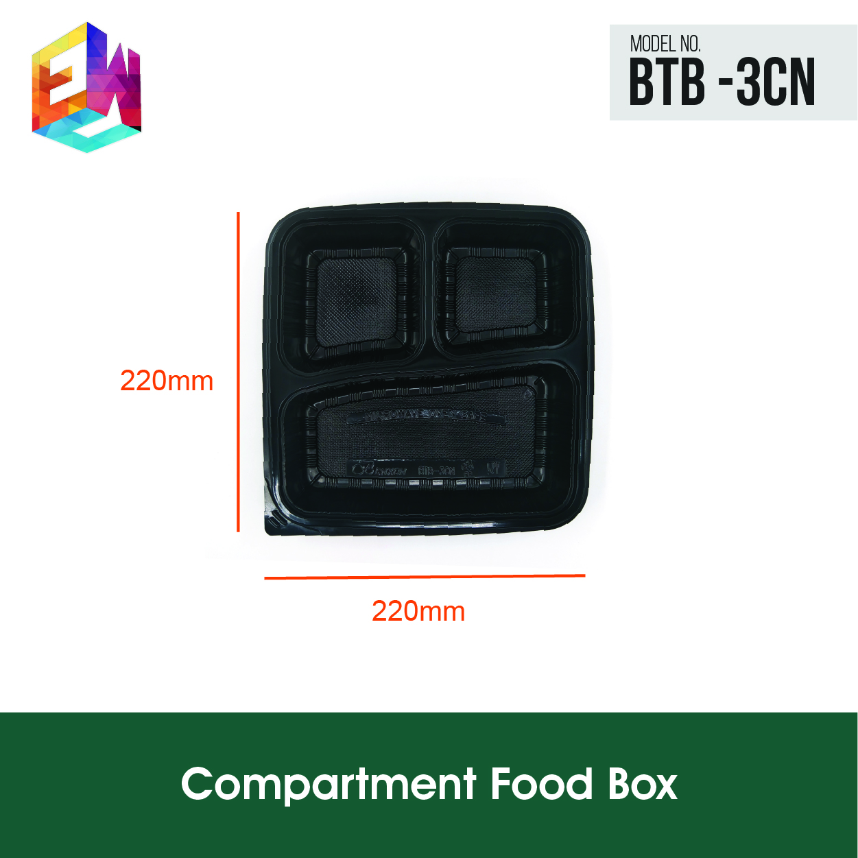 Food Box - 3 Compartment Tray Only